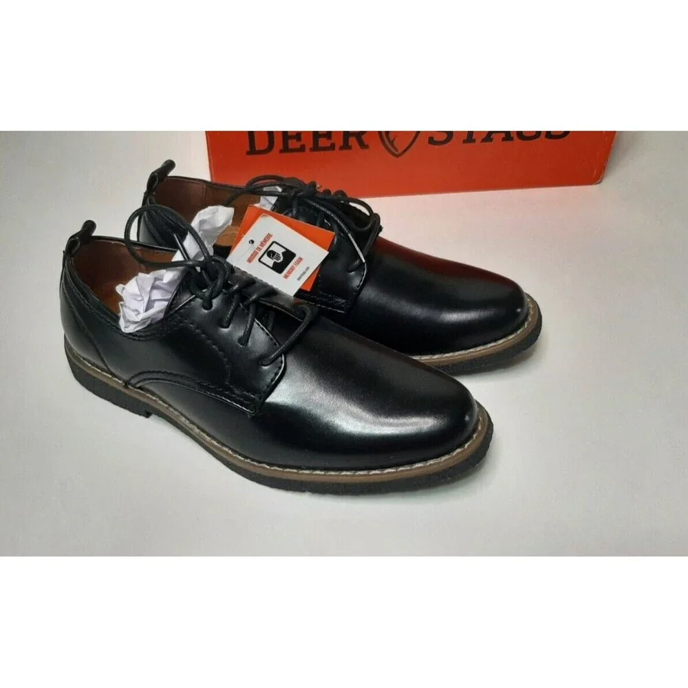 Deer Stags Boy's 4 M Zander Memory Foam Dress Comfort Oxford Black